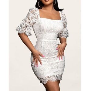 Azazie White Lace Dress